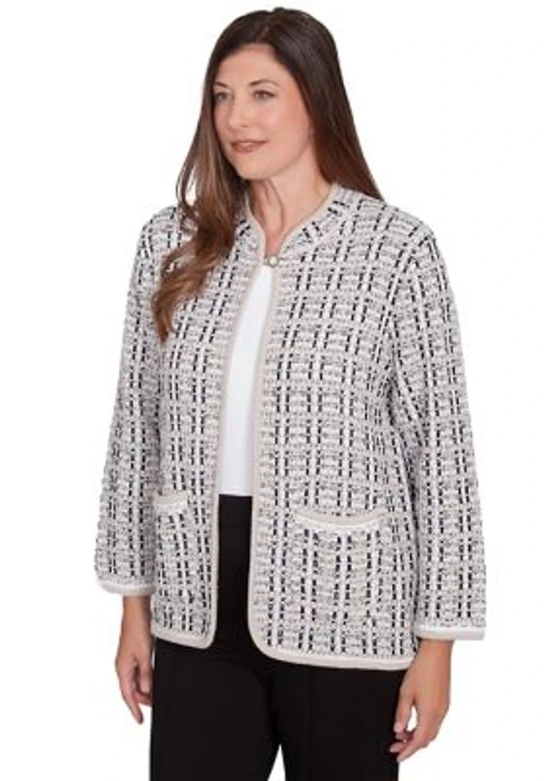 Petite Romancing the Stone Texture Sweater Knit Jacket