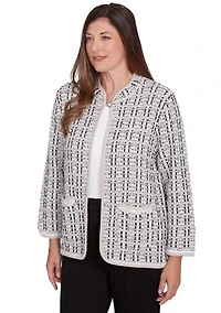Petite Romancing the Stone Texture Sweater Knit Jacket