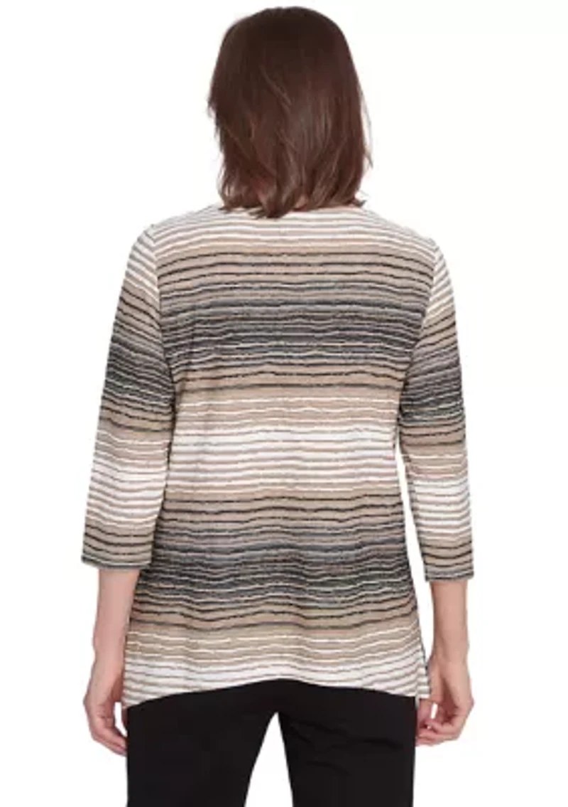 Petite Romancing The Stone Spliced Texture Stripe Top