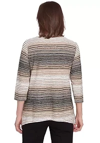 Petite Romancing The Stone Spliced Texture Stripe Top