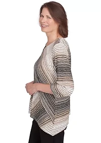 Petite Romancing The Stone Spliced Texture Stripe Top