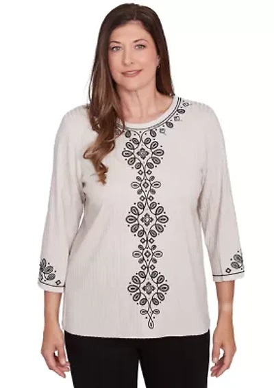Petite Romancing The Stone Medallion Center Sweater