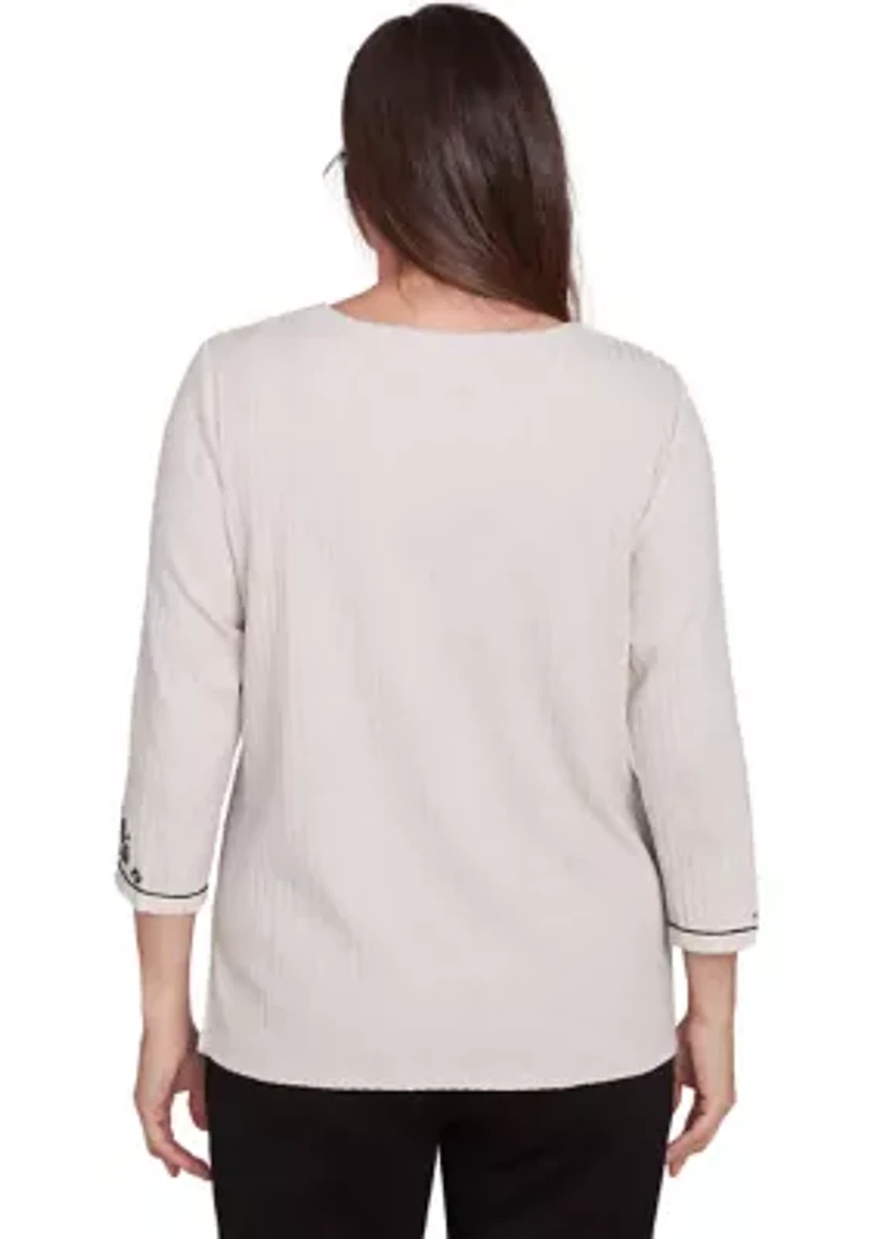 Petite Romancing The Stone Medallion Center Sweater
