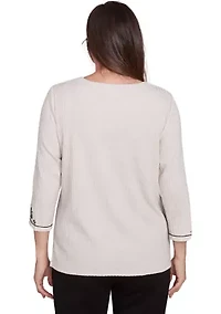 Petite Romancing The Stone Medallion Center Sweater