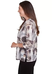 Petite Romancing the Stone Geometric Patch T-Shirt