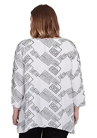 Plus Geometric Woven Top