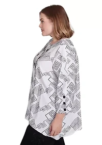 Plus Geometric Woven Top