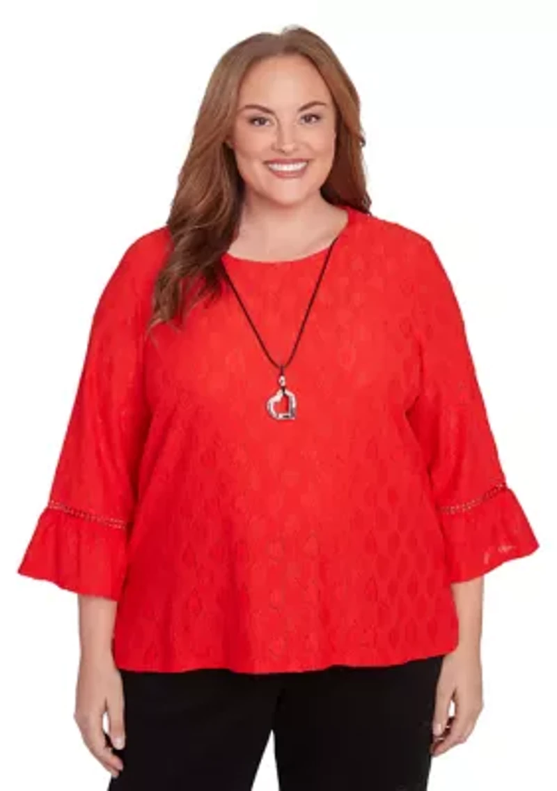 Plus Heart Texture Knit Top