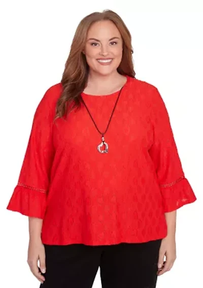 Plus Heart Texture Knit Top