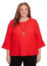 Plus Heart Texture Knit Top