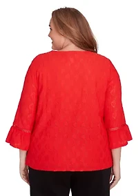 Plus Heart Texture Knit Top