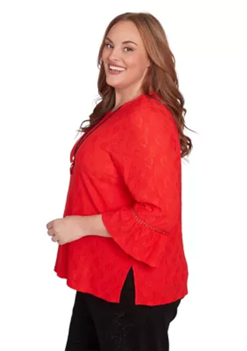 Plus Heart Texture Knit Top
