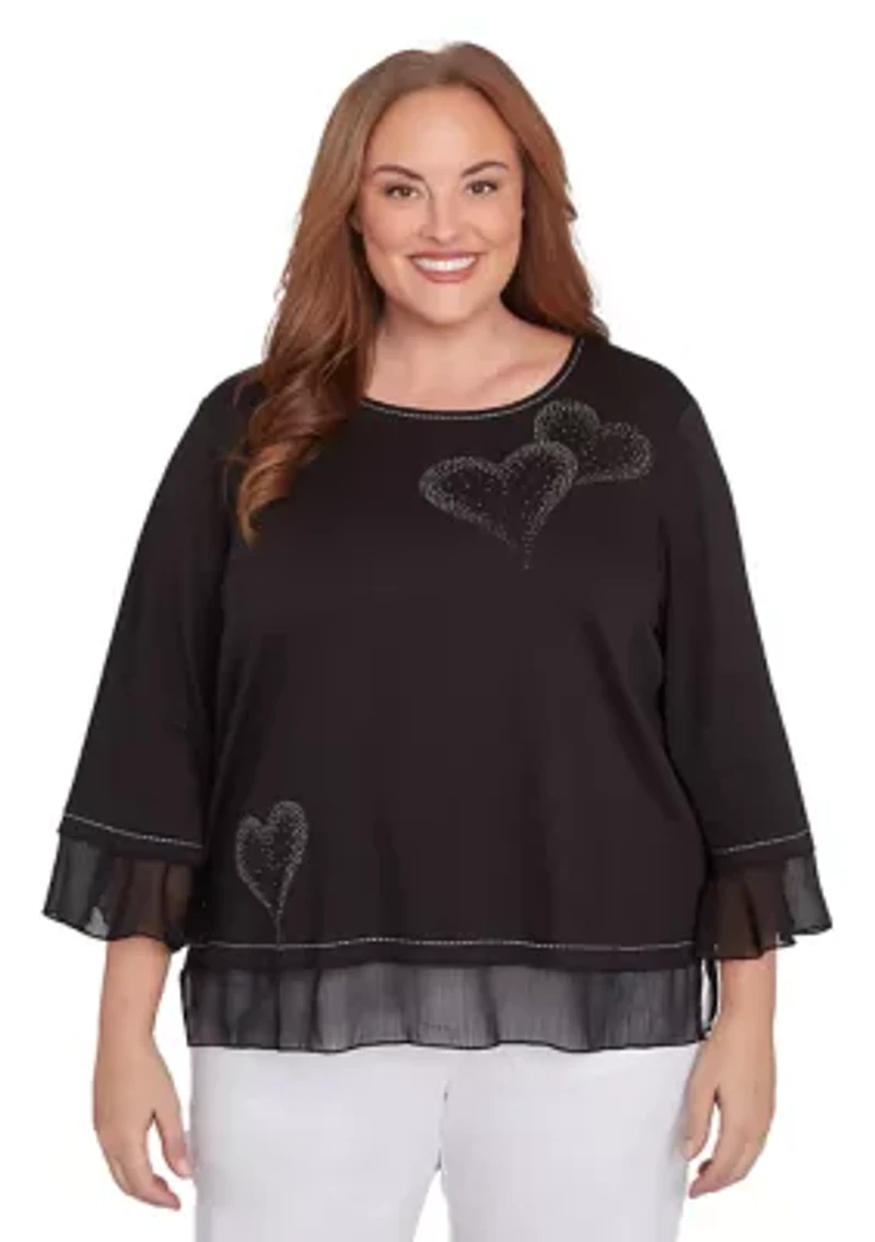 Plus Heat Set Heart Knit Top