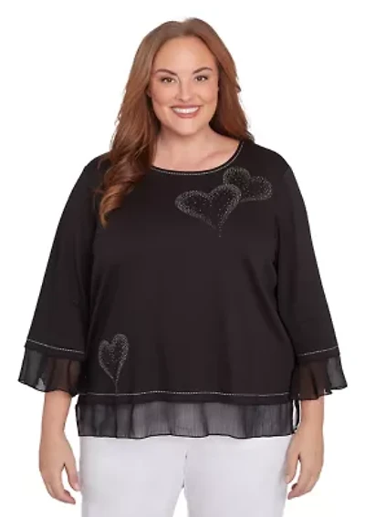 Plus Heat Set Heart Knit Top