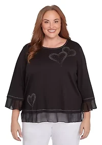 Plus Heat Set Heart Knit Top