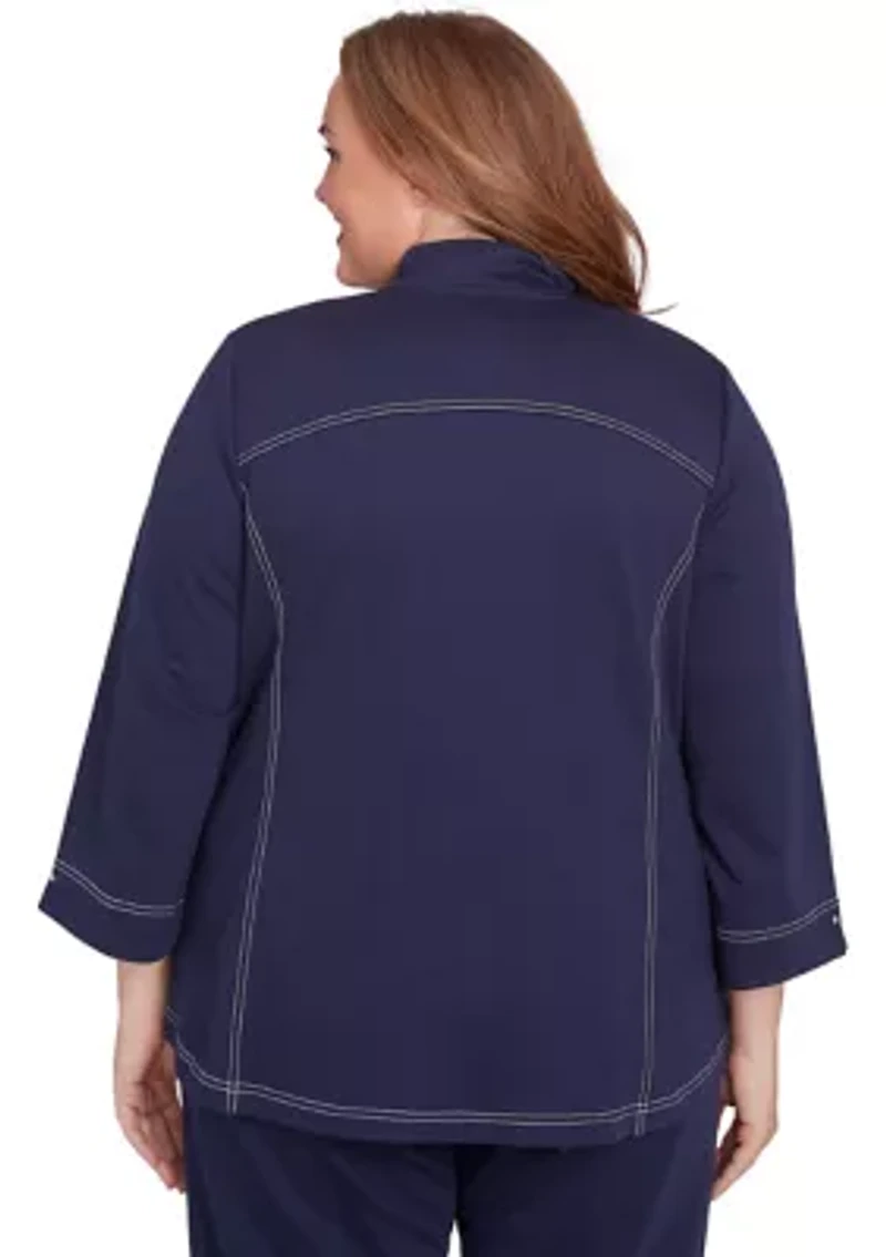 Plus Block Island Embroidered Daisy Jacket