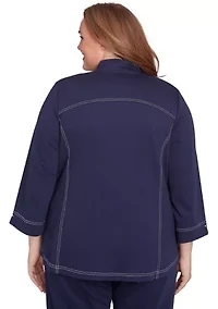 Plus Block Island Embroidered Daisy Jacket