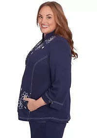 Plus Block Island Embroidered Daisy Jacket