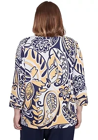 Plus Block Island Drama Paisley Top