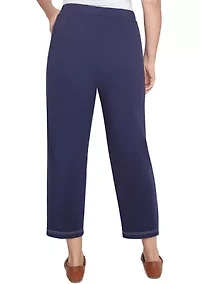 Petite Block Island Embroidered Daisies Ankle Pants