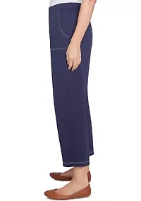 Petite Block Island Embroidered Daisies Ankle Pants