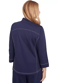 Petite Block Island Embroidered Daisy Jacket