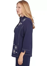 Petite Block Island Embroidered Daisy Jacket