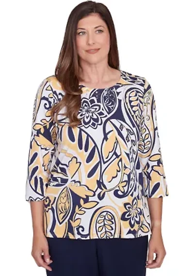 Petite Block Island Drama Paisley Top