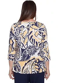 Petite Block Island Drama Paisley Top