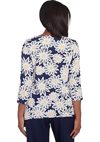 Petite Block Island Daisies Puff Print Top