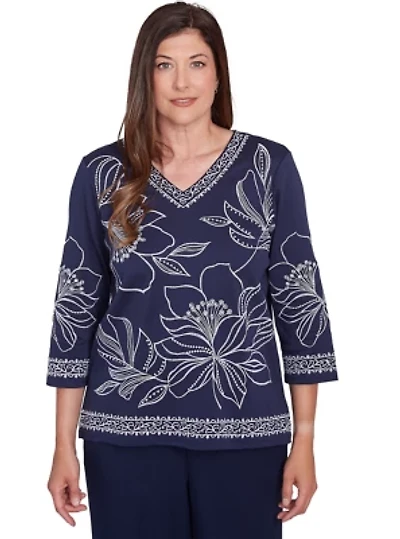 Petite Block Island Exploded Floral Embroidery Top