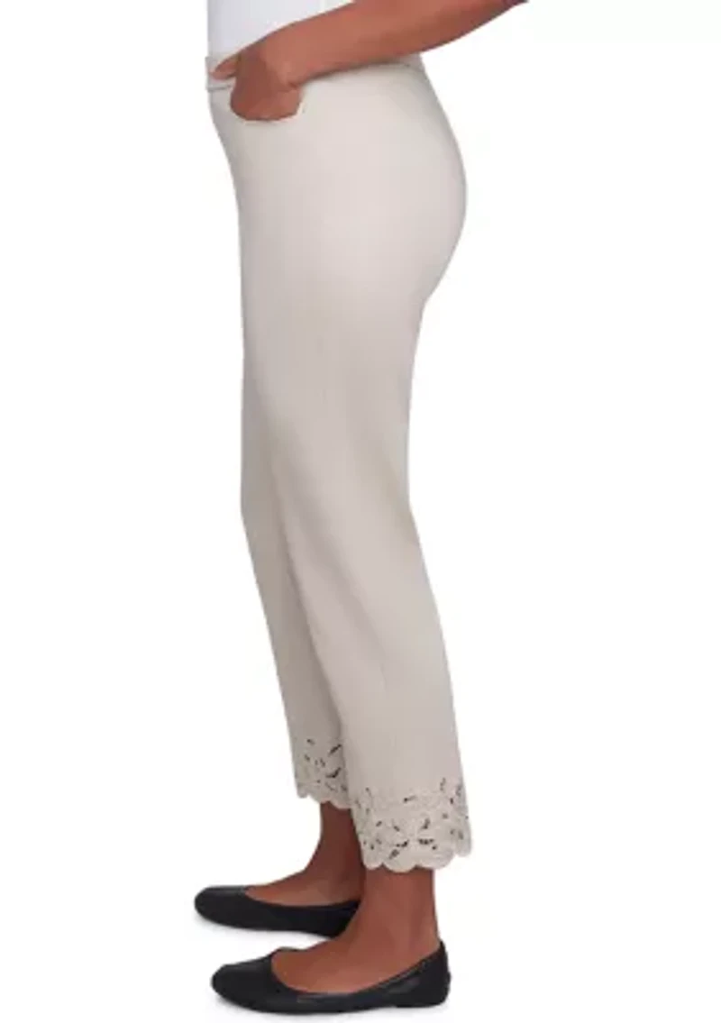 Petite Cut Out Floral Ankle Pants