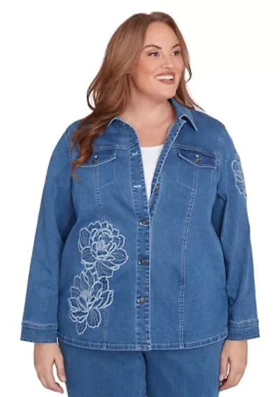 Plus Free Spirit Floral Appliqué Jacket