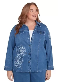 Plus Free Spirit Floral Appliqué Jacket