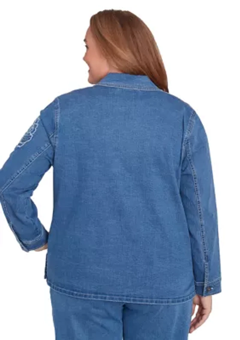 Plus Free Spirit Floral Appliqué Jacket