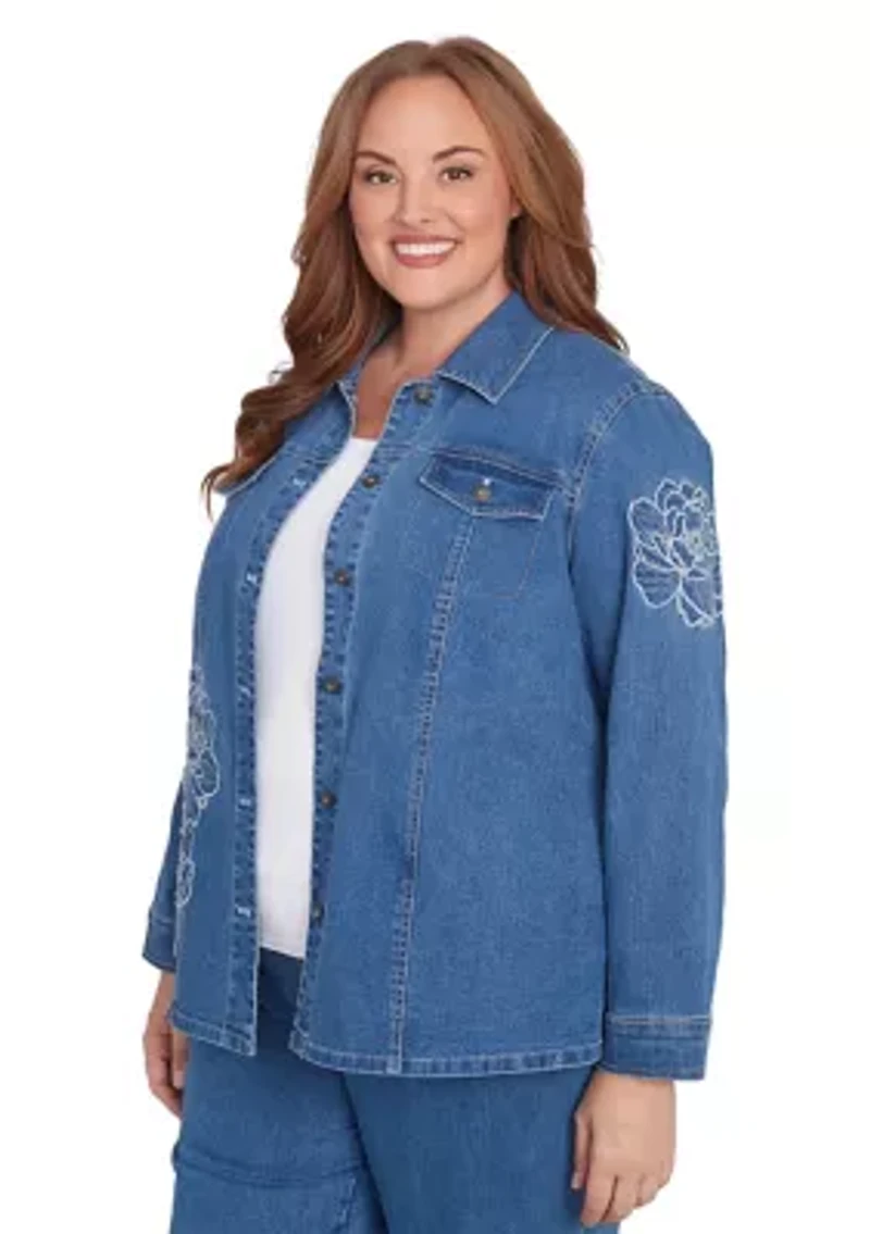 Plus Free Spirit Floral Appliqué Jacket