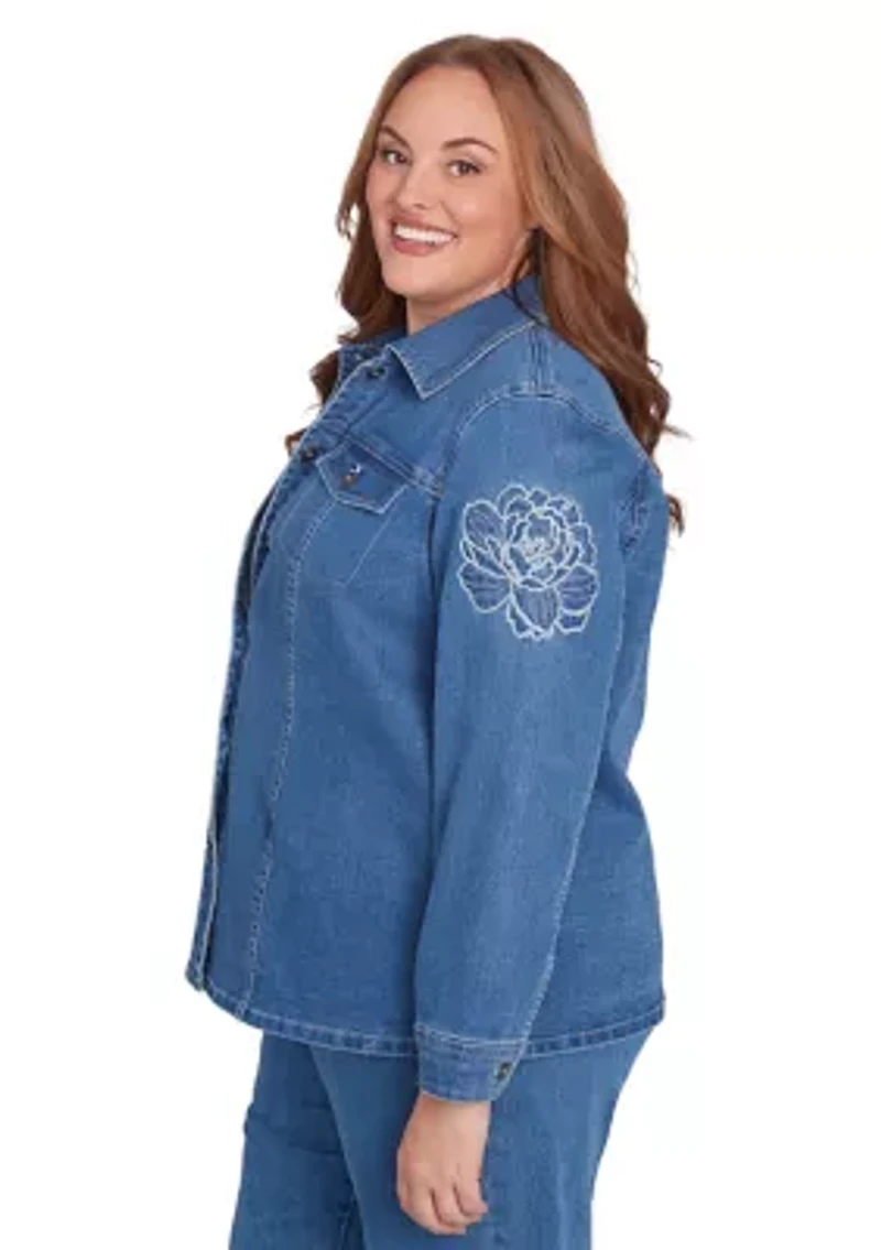 Plus Free Spirit Floral Appliqué Jacket