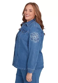 Plus Free Spirit Floral Appliqué Jacket