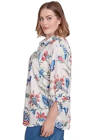 Plus Free Spirit Butterflies Printed Top