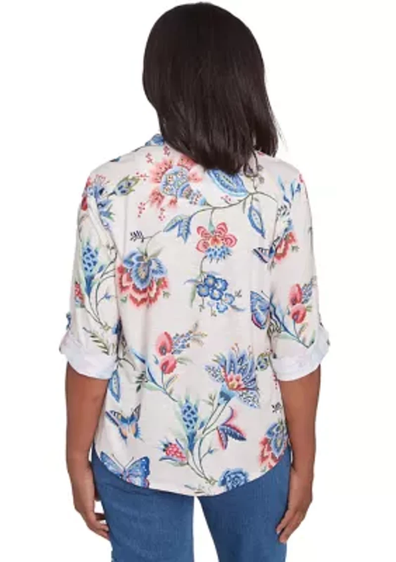 Petite Free Spirit Butterflies Printed Top