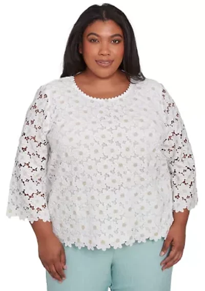 Plus Kensington Gardens Daisy Lace Top