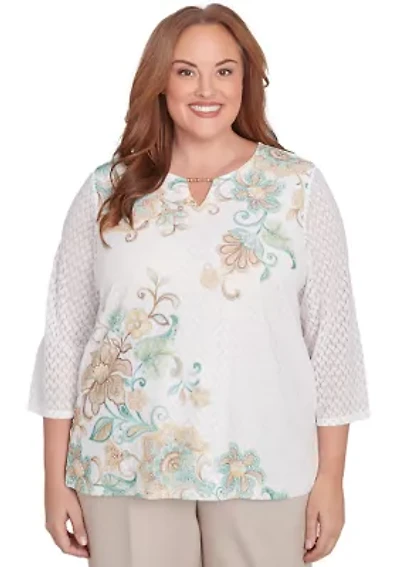 Plus Kensington Gardens Texture Scroll Top