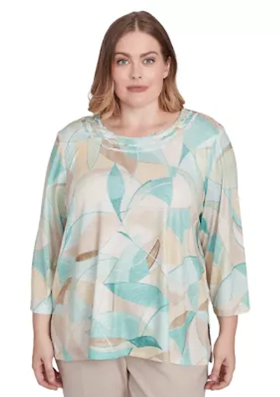 Plus Kensington Gardens Stained Glass Printed Top
