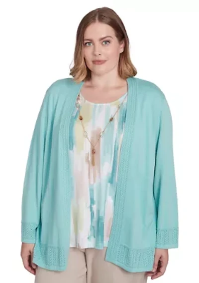 Plus Kensington Gardens Brushstroke Inner 2Fer Top