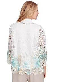 Petite Kensington Gardens Border Floral Lace Two One Top