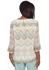 Petite Kensington Gardens Texture Chevron Blouse