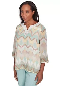 Petite Kensington Gardens Texture Chevron Blouse