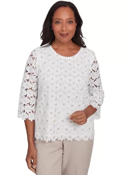 Petite Kensington Gardens Daisy Lace Top