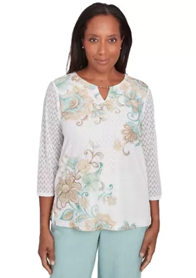 Petite Kensington Gardens Texture Scroll Top