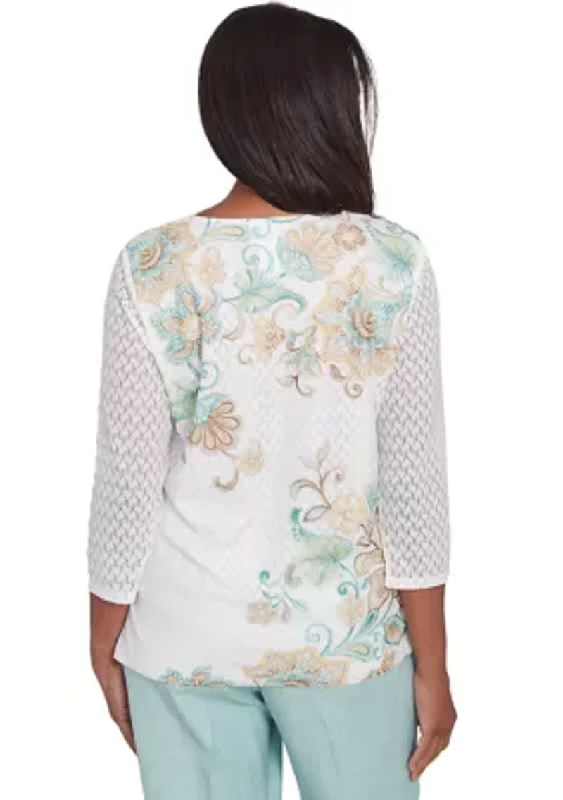 Petite Kensington Gardens Texture Scroll Top